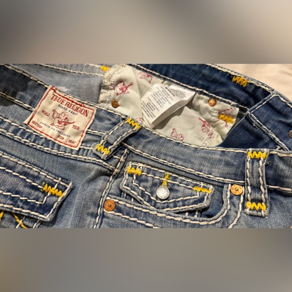 True Religion Women's Flare Jeans with White and Yellow Stitching - Picture 5 of 5